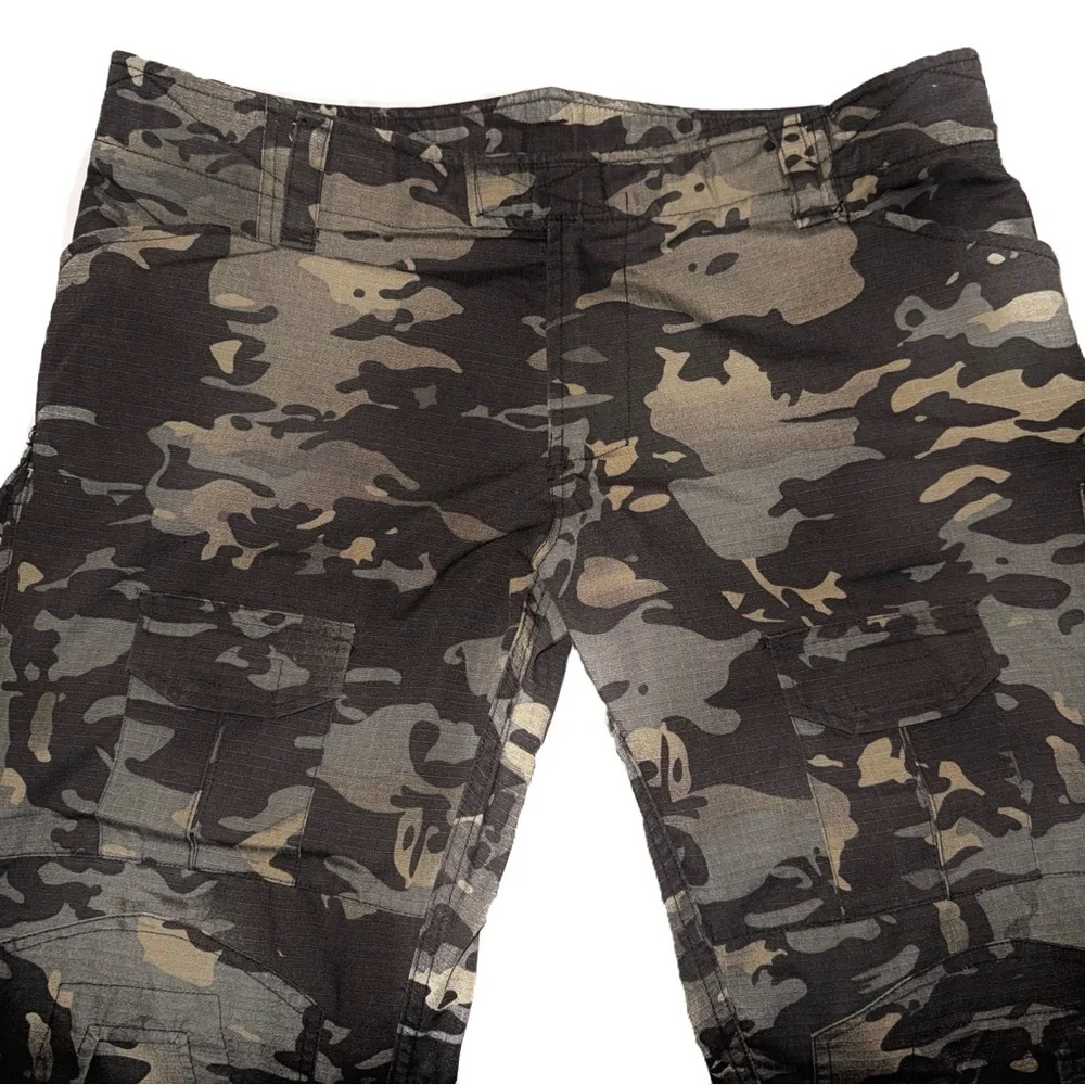 Tactical Combat Cargo Pants W38 L31 Dark Camo Low Rise Gray Black Technical EUC